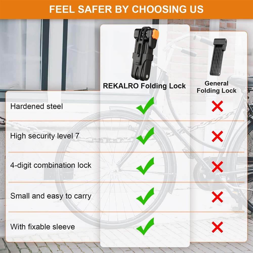 Cadeado Dobrável para Bicicleta com Suporte para Bicicleta Elétrica