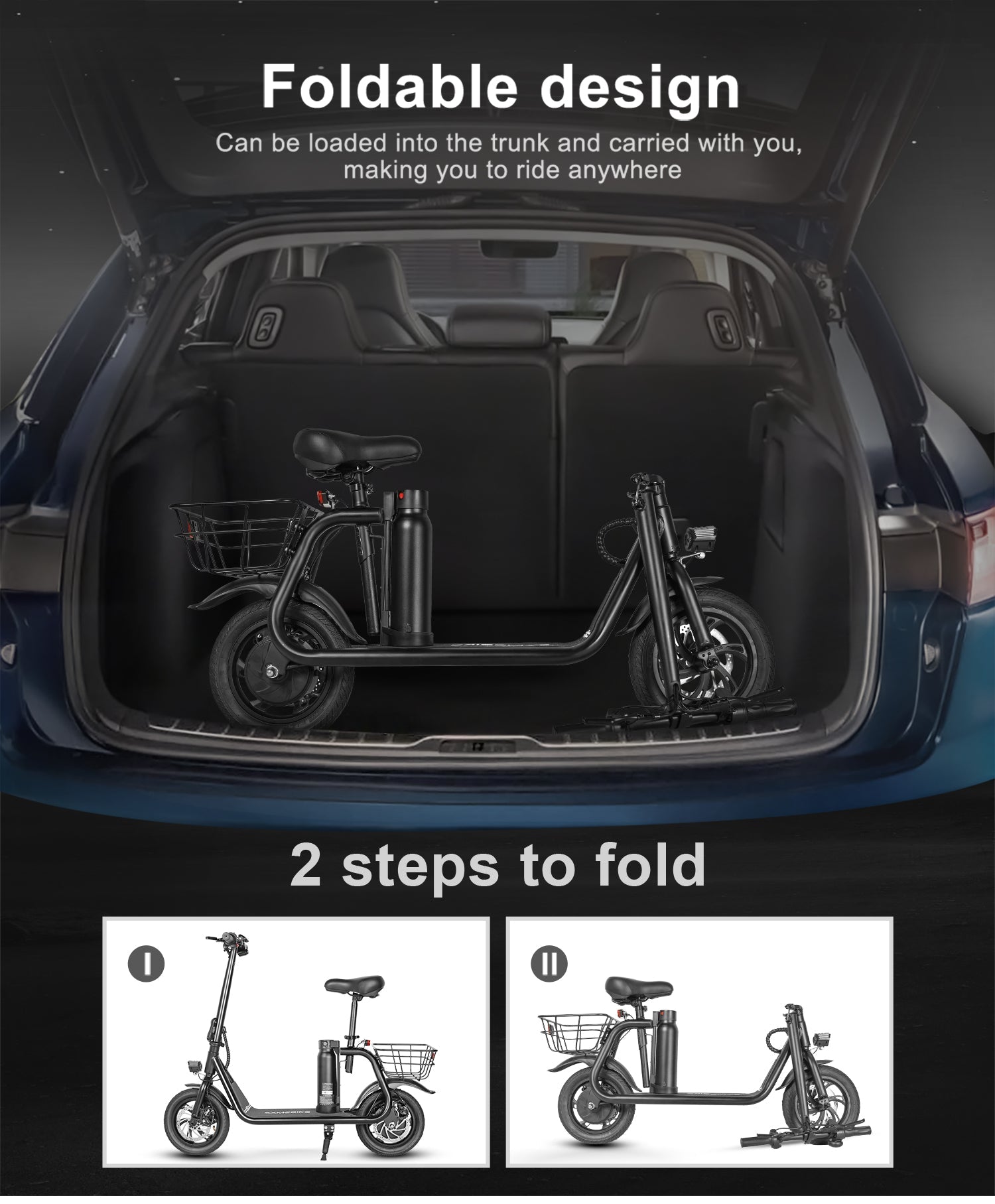 SM-C01 Trotinete Elétrica Dobrável Com Assento