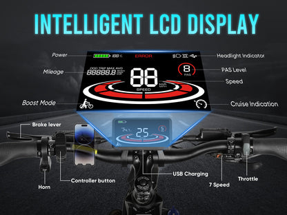 LO26 Plus Bicicleta Elétrica Dobrável com Pneus Grossos
