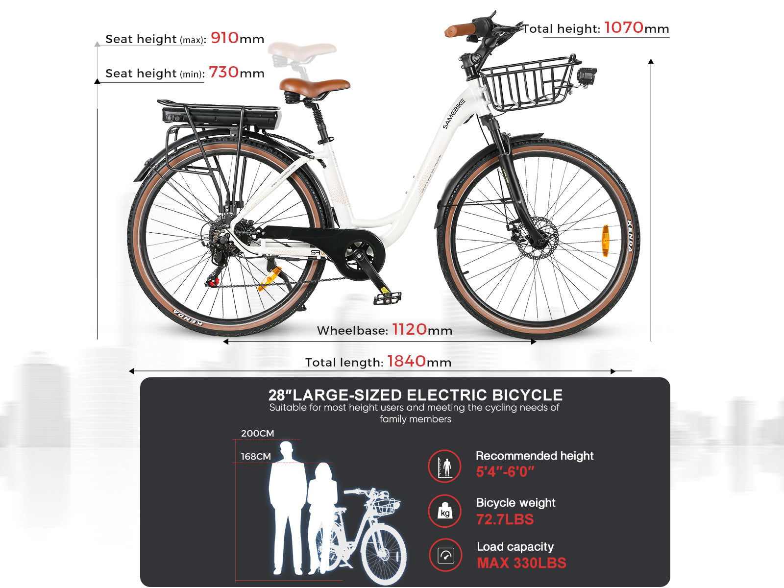 RS-A07 Bicicleta Elétrica de Lazer Urbana Potente